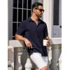 imageCOOFANDY Mens Short Sleeve Button Down Shirts Waffle Shirt Casual Beach Summer Shirts Wrinkle Free Vacation ShirtsNavy Blue