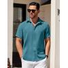 imageCOOFANDY Mens Short Sleeve Button Down Shirts Waffle Shirt Casual Beach Summer Shirts Wrinkle Free Vacation ShirtsPeacock Blue