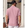 imageCOOFANDY Mens Short Sleeve Button Down Shirts Waffle Shirt Casual Beach Summer Shirts Wrinkle Free Vacation ShirtsPink