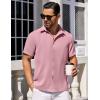 imageCOOFANDY Mens Short Sleeve Button Down Shirts Waffle Shirt Casual Beach Summer Shirts Wrinkle Free Vacation ShirtsPink