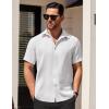 imageCOOFANDY Mens Short Sleeve Button Down Shirts Waffle Shirt Casual Beach Summer Shirts Wrinkle Free Vacation ShirtsWhite