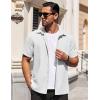 imageCOOFANDY Mens Short Sleeve Button Down Shirts Waffle Shirt Casual Beach Summer Shirts Wrinkle Free Vacation ShirtsWhite