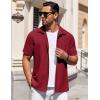 imageCOOFANDY Mens Short Sleeve Button Down Shirts Waffle Shirt Casual Beach Summer Shirts Wrinkle Free Vacation ShirtsWine Red