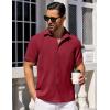 imageCOOFANDY Mens Short Sleeve Button Down Shirts Waffle Shirt Casual Beach Summer Shirts Wrinkle Free Vacation ShirtsWine Red