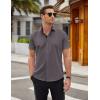 imageCOOFANDY Mens Short Sleeve Button Down Shirts Wrinkle Free Casual Summer Shirts Business Dress ShirtsDark Grey
