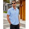 imageCOOFANDY Mens Short Sleeve Button Down Shirts Wrinkle Free Casual Summer Shirts Business Dress ShirtsLight Blue