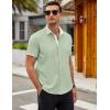 imageCOOFANDY Mens Short Sleeve Button Down Shirts Wrinkle Free Casual Summer Shirts Business Dress ShirtsLight Green
