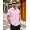 imageCOOFANDY Mens Short Sleeve Button Down Shirts Wrinkle Free Casual Summer Shirts Business Dress ShirtsLight Pink