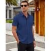 imageCOOFANDY Mens Short Sleeve Button Down Shirts Wrinkle Free Casual Summer Shirts Business Dress ShirtsNavy Blue