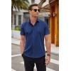imageCOOFANDY Mens Short Sleeve Button Down Shirts Wrinkle Free Casual Summer Shirts Business Dress ShirtsNavy Blue