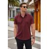imageCOOFANDY Mens Short Sleeve Button Down Shirts Wrinkle Free Casual Summer Shirts Business Dress ShirtsRed