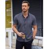 imageCOOFANDY Mens Short Sleeve Button Down Shirts Wrinkle Free Dress Shirts Casual Polka Dot Print Shirt with PocketBluewindmill
