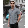 imageCOOFANDY Mens Short Sleeve Button Down Shirts Wrinkle Free Dress Shirts Casual Polka Dot Print Shirt with PocketGrey Plaid