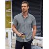 imageCOOFANDY Mens Short Sleeve Button Down Shirts Wrinkle Free Dress Shirts Casual Polka Dot Print Shirt with PocketGrey Plaid