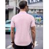 imageCOOFANDY Mens Short Sleeve Button Down Shirts Wrinkle Free Dress Shirts Casual Polka Dot Print Shirt with PocketPink
