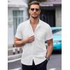 imageCOOFANDY Mens Short Sleeve Button Down Shirts Wrinkle Free Dress Shirts Casual Polka Dot Print Shirt with PocketWhite