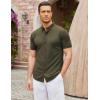 imageCOOFANDY Mens Short Sleeve Casual Button Down Shark Shirts Wrinkle Free Untucked Shirt Summer Stretch Dress ShirtsArmy Green
