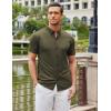 imageCOOFANDY Mens Short Sleeve Casual Button Down Shark Shirts Wrinkle Free Untucked Shirt Summer Stretch Dress ShirtsArmy Green