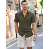 imageCOOFANDY Mens Short Sleeve Casual Button Down Shark Shirts Wrinkle Free Untucked Shirt Summer Stretch Dress ShirtsArmy Green