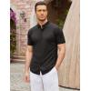 imageCOOFANDY Mens Short Sleeve Casual Button Down Shark Shirts Wrinkle Free Untucked Shirt Summer Stretch Dress ShirtsBlack