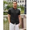 imageCOOFANDY Mens Short Sleeve Casual Button Down Shark Shirts Wrinkle Free Untucked Shirt Summer Stretch Dress ShirtsBlack