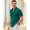 imageCOOFANDY Mens Short Sleeve Casual Button Down Shark Shirts Wrinkle Free Untucked Shirt Summer Stretch Dress ShirtsEvergreen