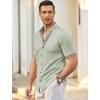 imageCOOFANDY Mens Short Sleeve Casual Button Down Shark Shirts Wrinkle Free Untucked Shirt Summer Stretch Dress ShirtsLight Green