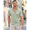 imageCOOFANDY Mens Short Sleeve Casual Button Down Shark Shirts Wrinkle Free Untucked Shirt Summer Stretch Dress ShirtsLight Green