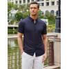 imageCOOFANDY Mens Short Sleeve Casual Button Down Shark Shirts Wrinkle Free Untucked Shirt Summer Stretch Dress ShirtsNavy Blue