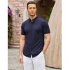 imageCOOFANDY Mens Short Sleeve Casual Button Down Shark Shirts Wrinkle Free Untucked Shirt Summer Stretch Dress ShirtsNavy Blue
