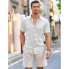imageCOOFANDY Mens Short Sleeve Casual Button Down Shark Shirts Wrinkle Free Untucked Shirt Summer Stretch Dress ShirtsWhite