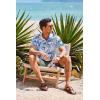 imageCOOFANDY Mens Short Sleeve Casual Button Down Shirts Textured Summer Beach Shirt with PocketWhiteblue Leaves
