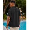 imageCOOFANDY Mens Short Sleeve Cuban Guayabera Shirt Casual Summer Beach Button Down ShirtsAblack