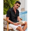 imageCOOFANDY Mens Short Sleeve Cuban Guayabera Shirt Casual Summer Beach Button Down ShirtsAblack