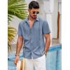 imageCOOFANDY Mens Short Sleeve Cuban Guayabera Shirt Casual Summer Beach Button Down ShirtsAblue