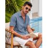 imageCOOFANDY Mens Short Sleeve Cuban Guayabera Shirt Casual Summer Beach Button Down ShirtsAblue