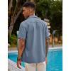 imageCOOFANDY Mens Short Sleeve Cuban Guayabera Shirt Casual Summer Beach Button Down ShirtsAblue