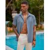 imageCOOFANDY Mens Short Sleeve Cuban Guayabera Shirt Casual Summer Beach Button Down ShirtsAblue