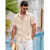 imageCOOFANDY Mens Short Sleeve Cuban Guayabera Shirt Casual Summer Beach Button Down ShirtsAchampagne