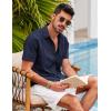 imageCOOFANDY Mens Short Sleeve Cuban Guayabera Shirt Casual Summer Beach Button Down ShirtsAnavy Blue