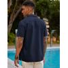 imageCOOFANDY Mens Short Sleeve Cuban Guayabera Shirt Casual Summer Beach Button Down ShirtsAnavy Blue