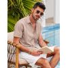 imageCOOFANDY Mens Short Sleeve Cuban Guayabera Shirt Casual Summer Beach Button Down ShirtsApricot