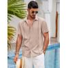 imageCOOFANDY Mens Short Sleeve Cuban Guayabera Shirt Casual Summer Beach Button Down ShirtsApricot