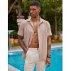 imageCOOFANDY Mens Short Sleeve Cuban Guayabera Shirt Casual Summer Beach Button Down ShirtsApricot