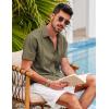 imageCOOFANDY Mens Short Sleeve Cuban Guayabera Shirt Casual Summer Beach Button Down ShirtsArmy Green