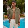 imageCOOFANDY Mens Short Sleeve Cuban Guayabera Shirt Casual Summer Beach Button Down ShirtsArmy Green