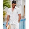 imageCOOFANDY Mens Short Sleeve Cuban Guayabera Shirt Casual Summer Beach Button Down ShirtsAwhite