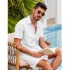 imageCOOFANDY Mens Short Sleeve Cuban Guayabera Shirt Casual Summer Beach Button Down ShirtsAwhite