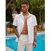 imageCOOFANDY Mens Short Sleeve Cuban Guayabera Shirt Casual Summer Beach Button Down ShirtsAwhite