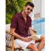 imageCOOFANDY Mens Short Sleeve Cuban Guayabera Shirt Casual Summer Beach Button Down ShirtsAwine Red